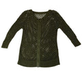 Chic Open Knit Zip Front Cardigan Olive Green Womens Lightweight Layering