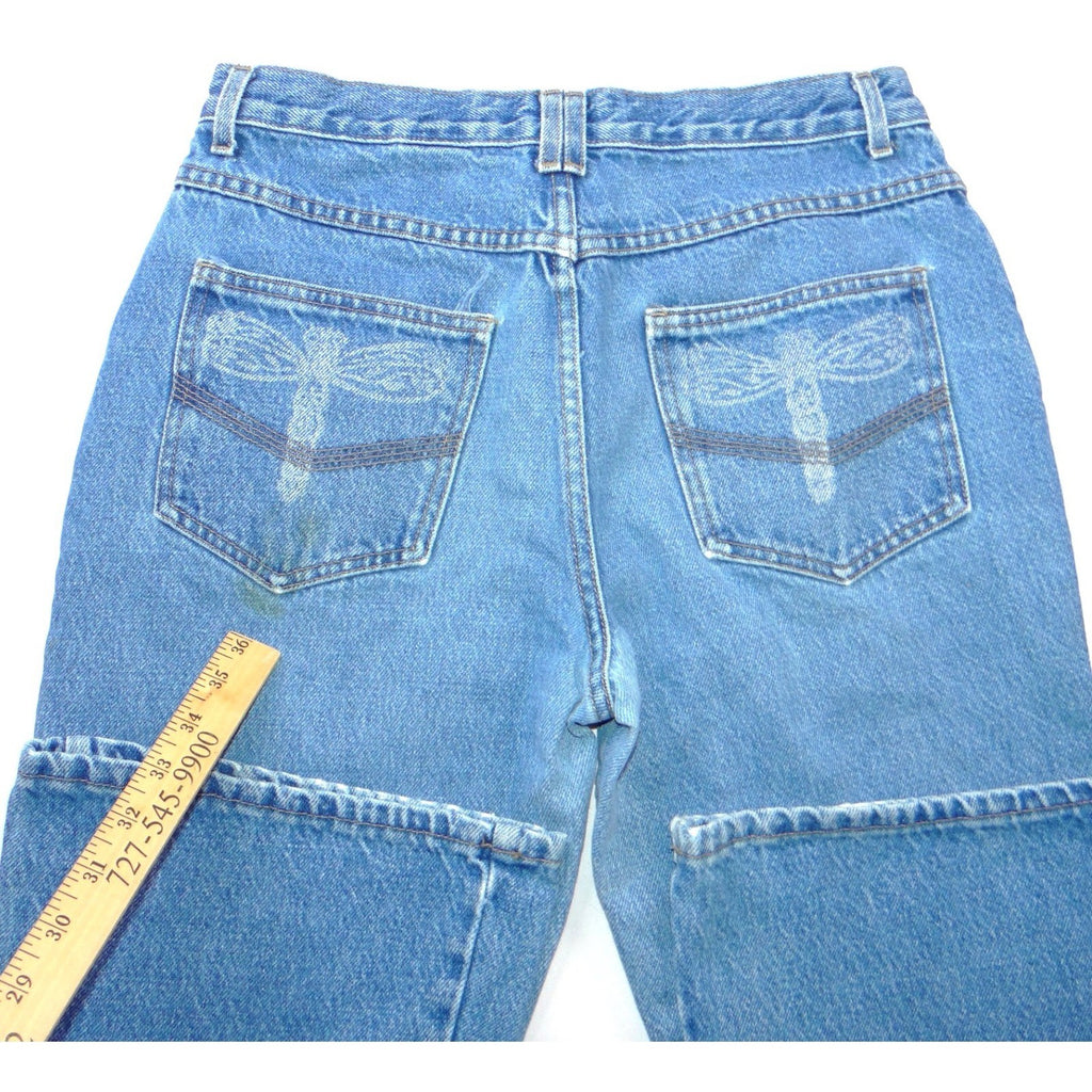 Vintage D'Mode Classix Flare Jeans Blue Dragonfly Pockets 90s Womens Size 13