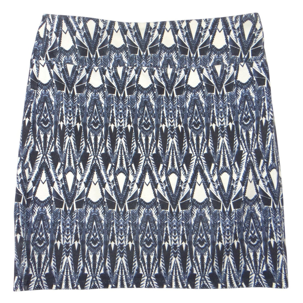 American Eagle Outfitters Blue White Geometric Tribal Print Mini Skirt Womens M