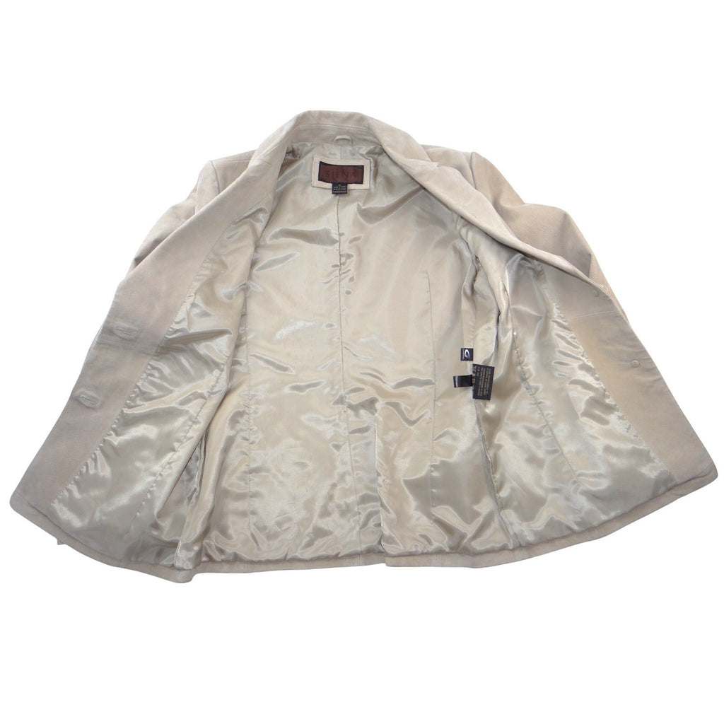 Luxurious Siena Women's Beige Genuine Suede Leather Blazer Jacket Size 10