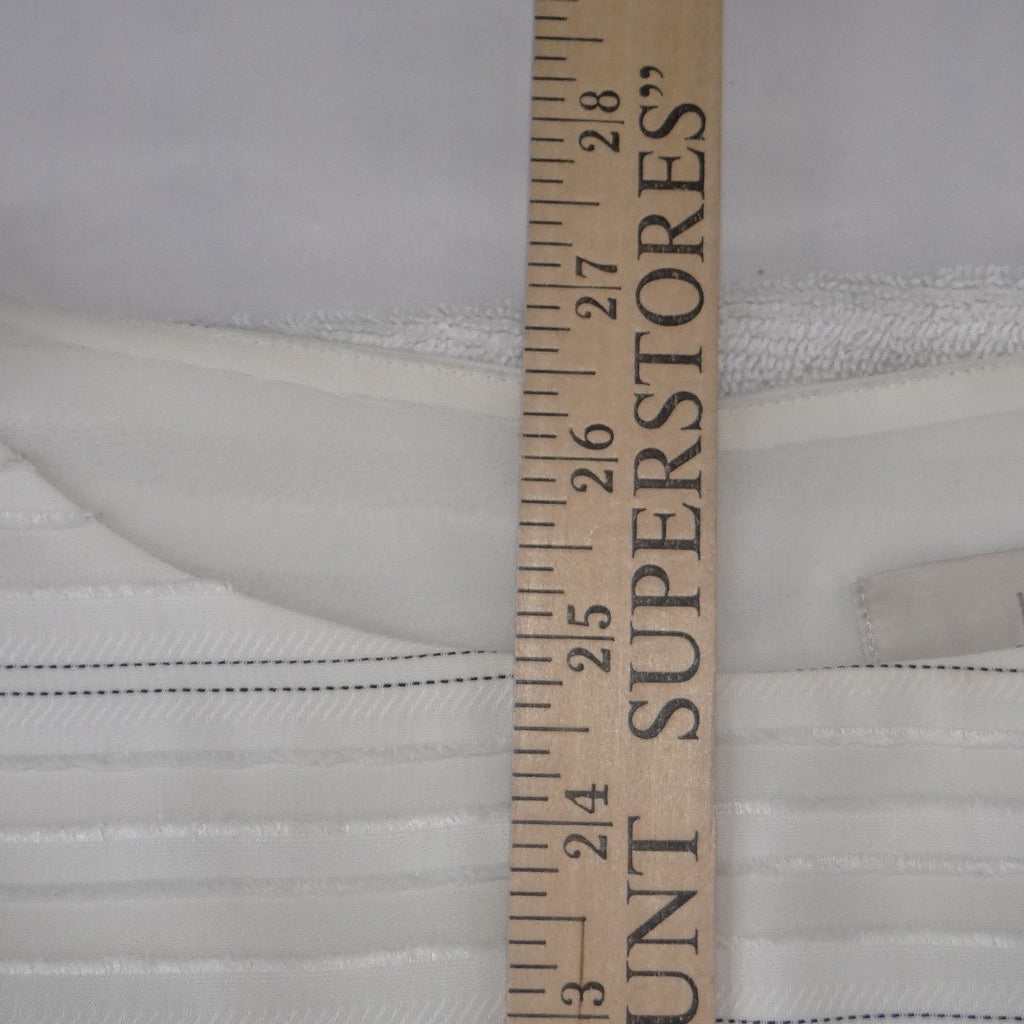 Loft Womens White Striped Long Sleeve Tie Cuff Blouse Top Size M