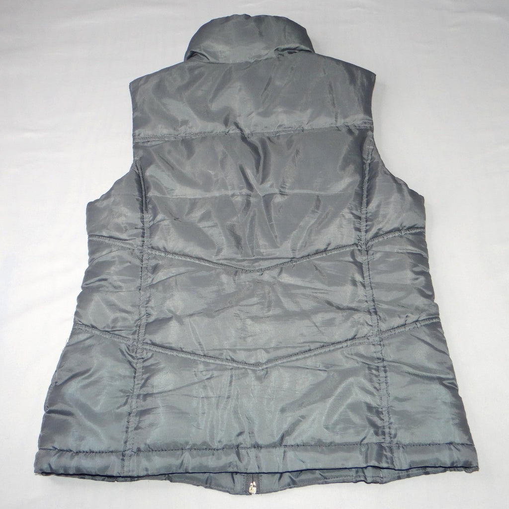 Merona Womens Gray Puffer Vest Quilted Stand Collar Full Zip Size S