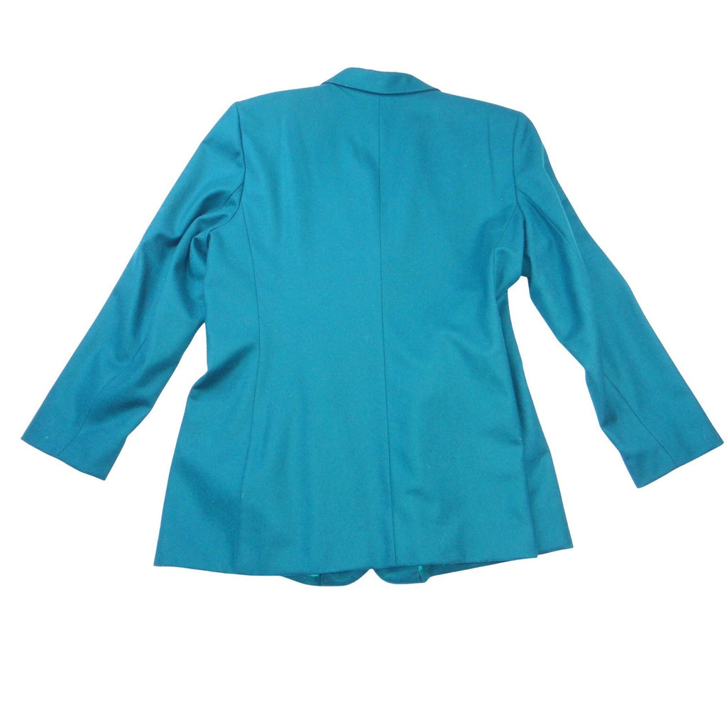 VTG Lauren Alexandra Collection Teal Wool Blazer Jacket Womens Size 14 USA Made