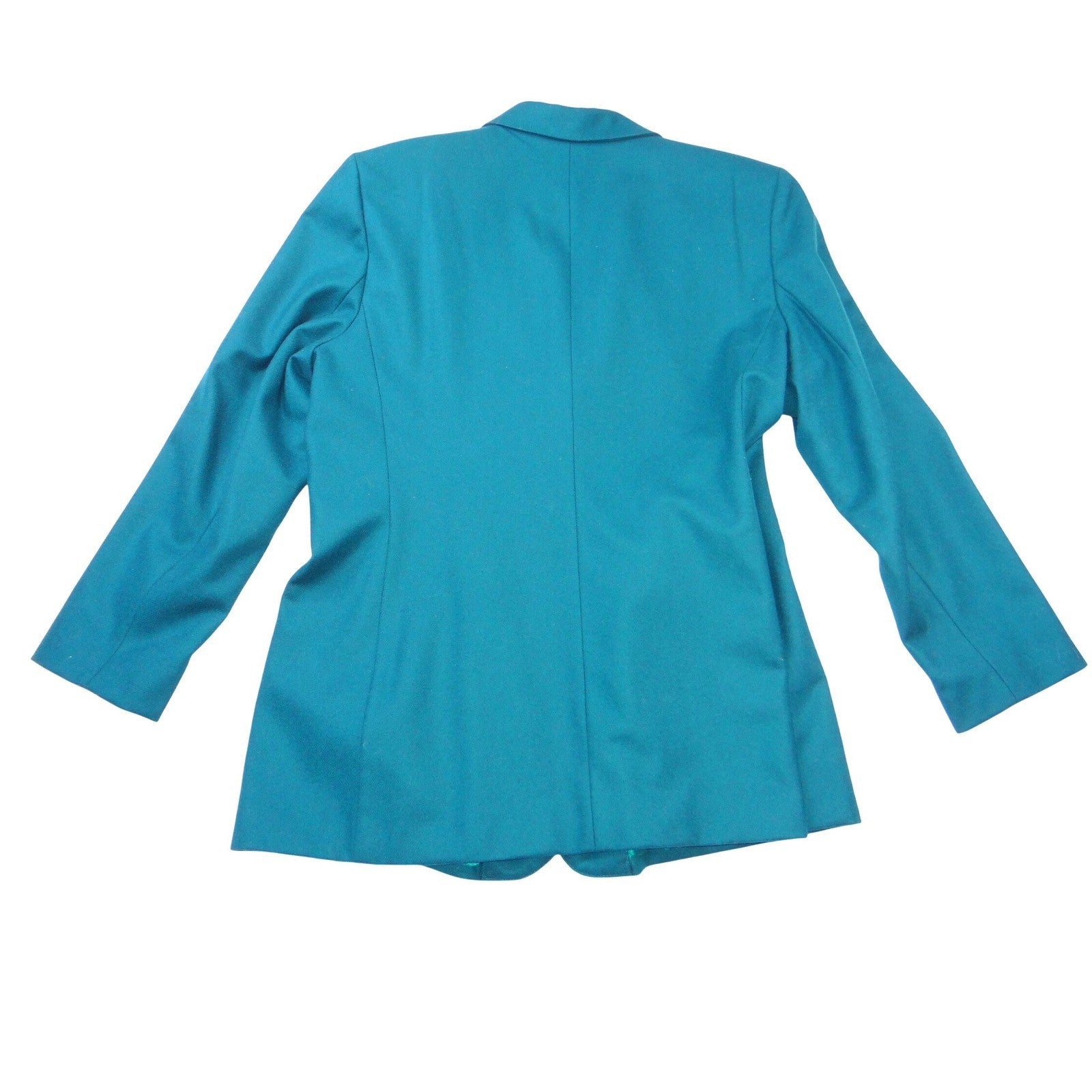 VTG Lauren Alexandra Collection Teal Wool Blazer Jacket Womens Size 14 USA Made