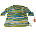 NWT-Hearts of Palm Woman 3X Global Soul 2019 Abstract Stripe 3/4 Sleeve Top