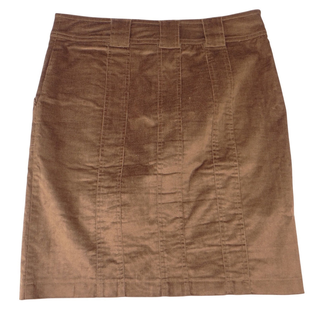 Cache Womens Brown Corduroy Utility Mini Skirt Size 8 Front Flap Pockets Stretch