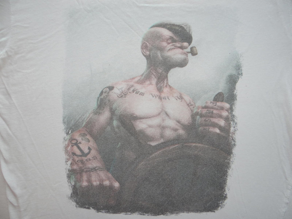 Men's White Graphic T-Shirt with Popeye Print