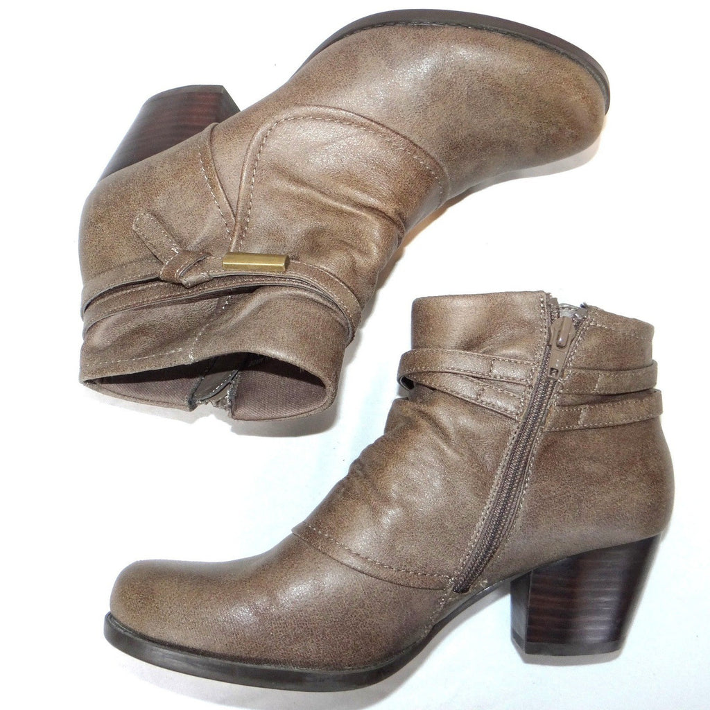 Baretraps Rhapsody Womens Taupe Brown Slouchy Ankle Boots Block Heel 7M