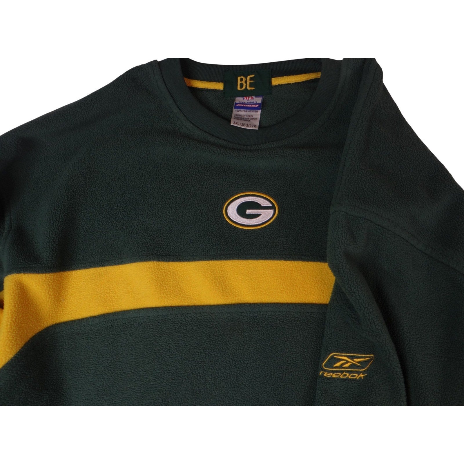 Green Bay Packers Fleece Sweatshirt Men's XXL NFL Reebok Green Yellow