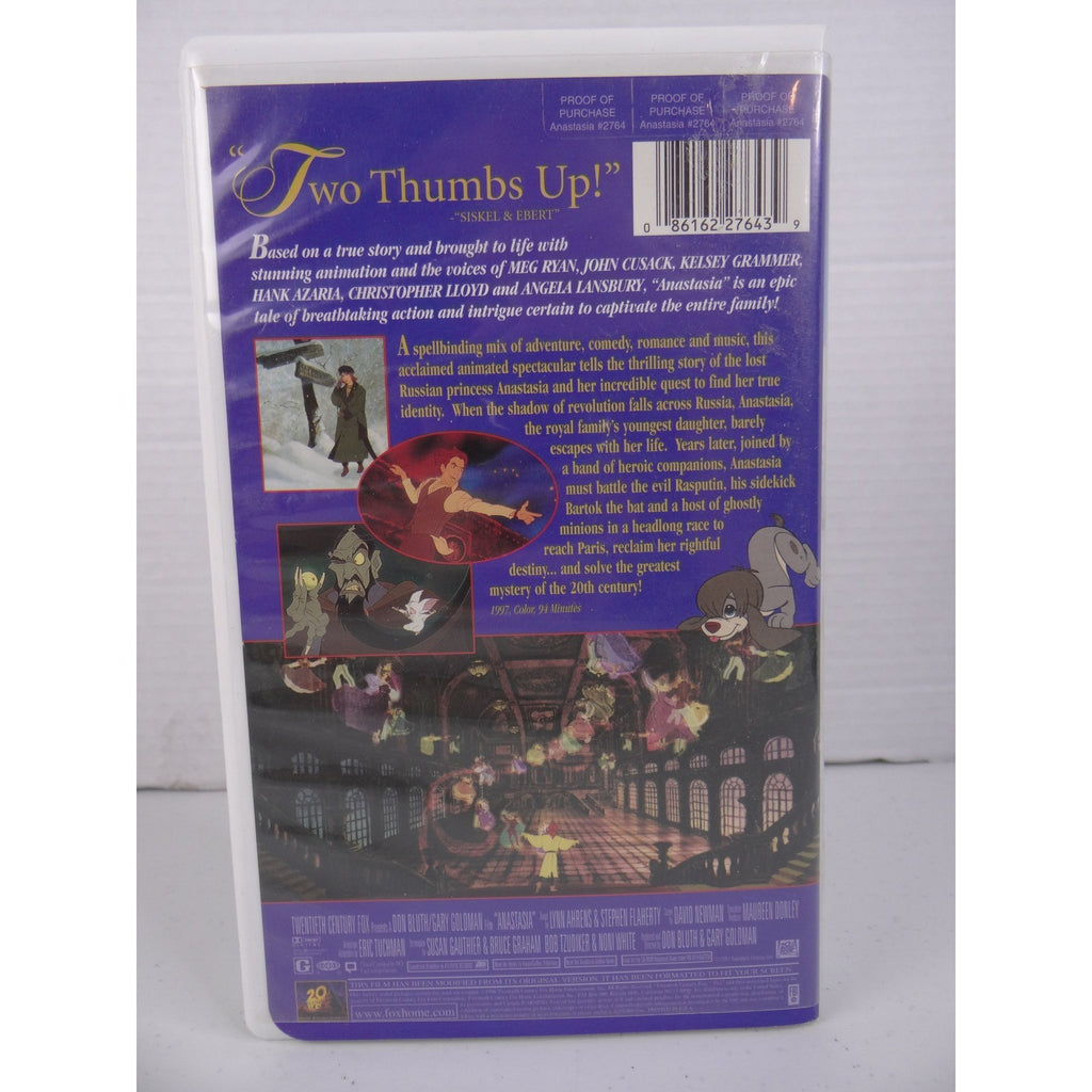Anastasia VHS 1997 Animated Musical 20th Century Fox Meg Ryan Clamshell TESTED