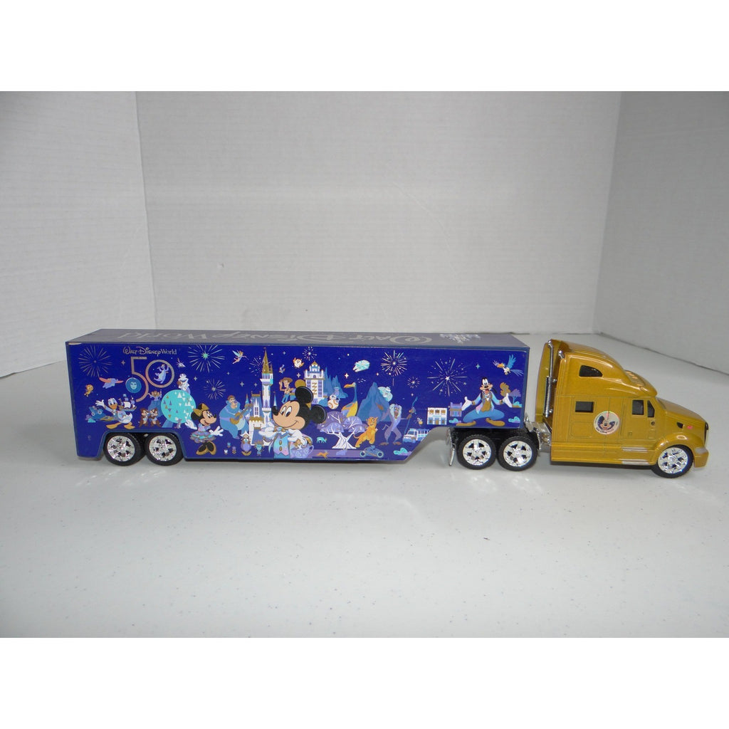 Disney World 50th Anniversary Semi Truck Trailer Gold Blue Mickey Friends 2736