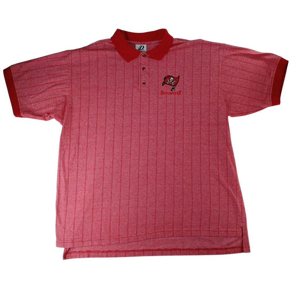 Dynasty Mens Tampa Bay Buccaneers Polo Shirt XL Red Striped Embroidered Logo