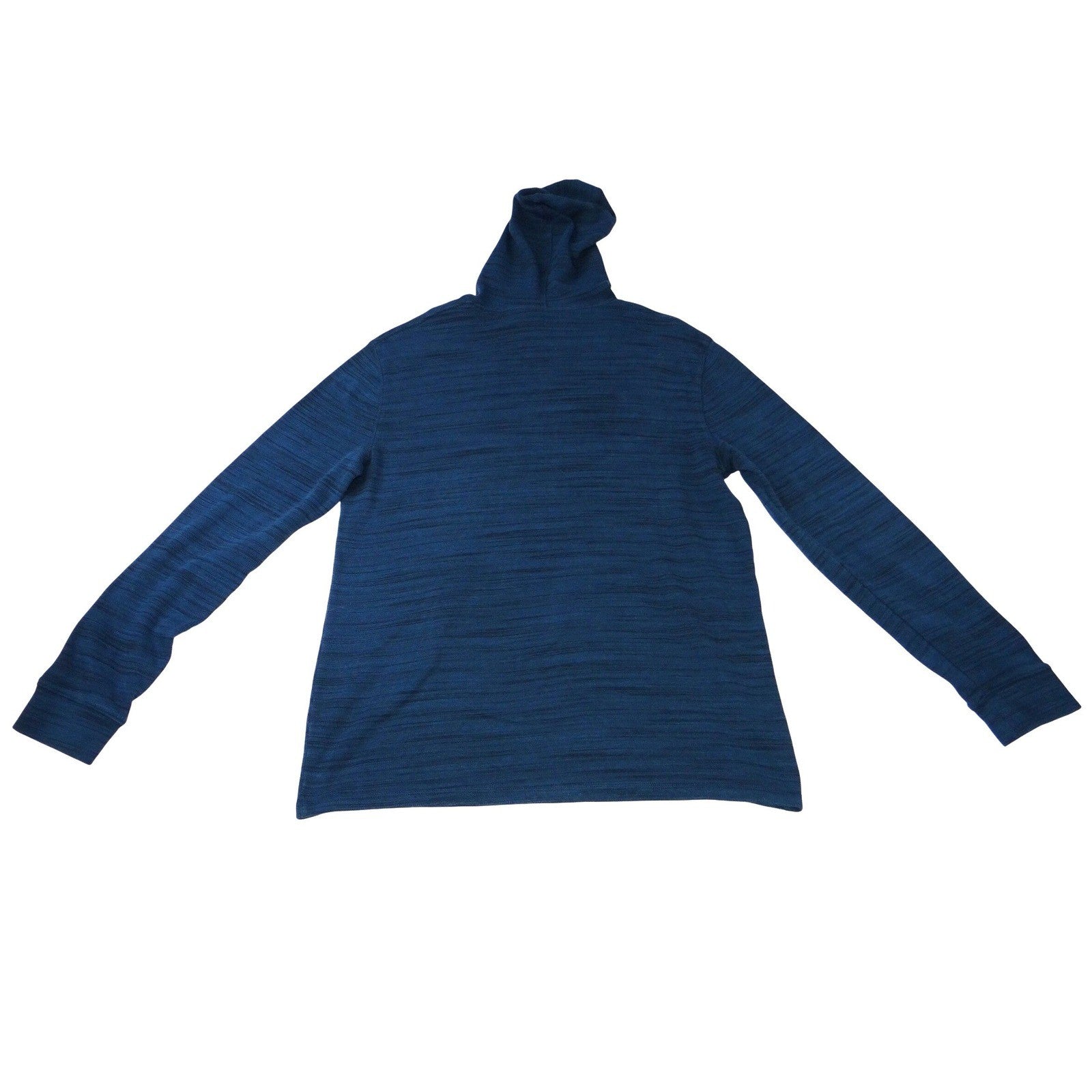 Men's Blue Heathered Long Sleeve Hoodie Pocket Casual Pullover Top