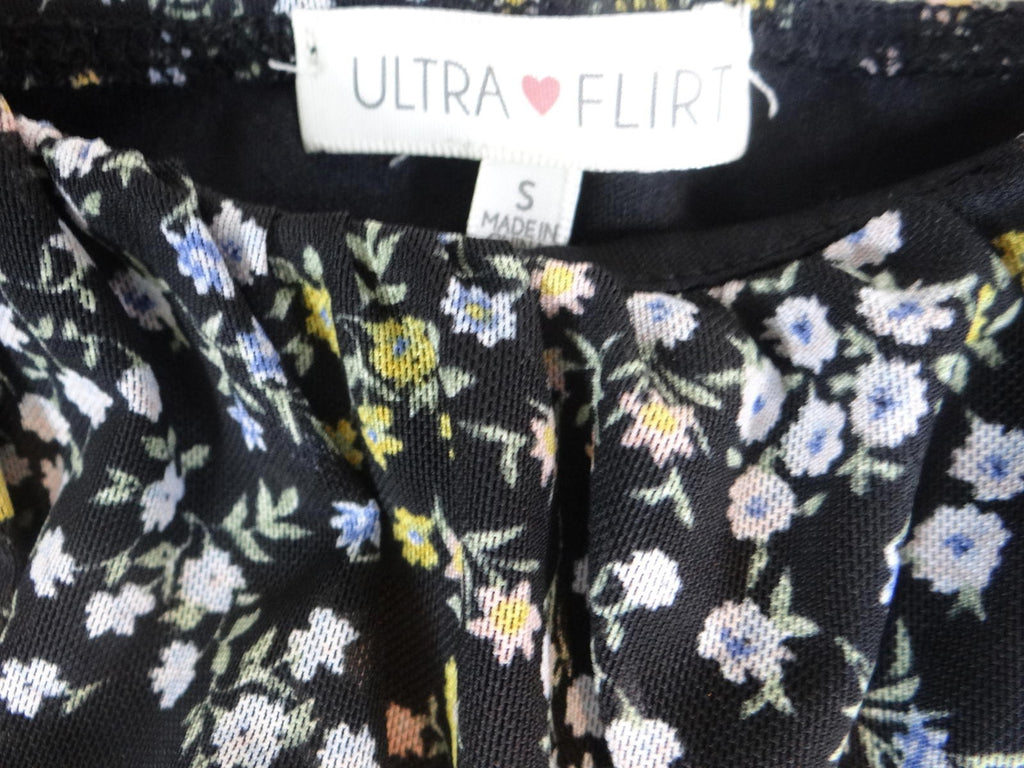 Y2K Ultra Flirt Women's Black Floral Midi Dress Size Small