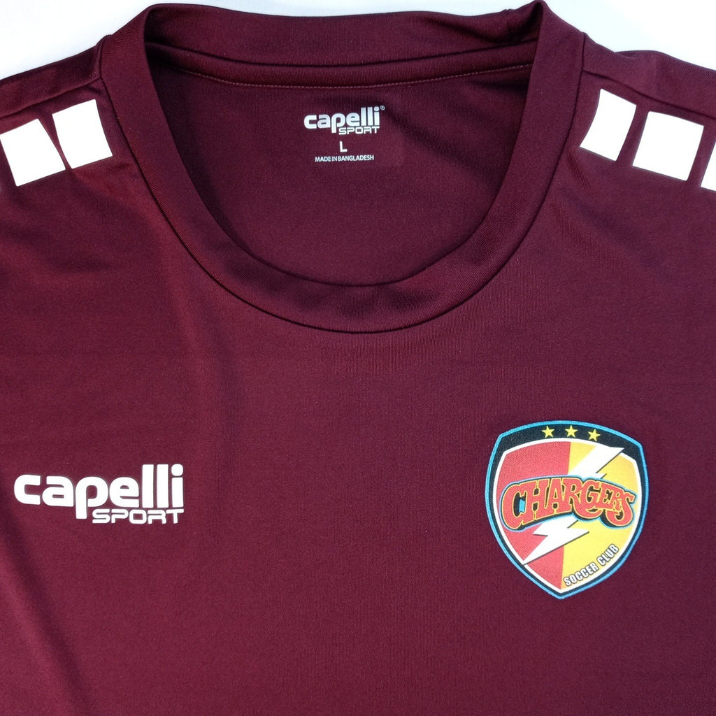 Capelli Sport Mens Burgundy Soccer Jersey Charges SC Short Sleeve | L