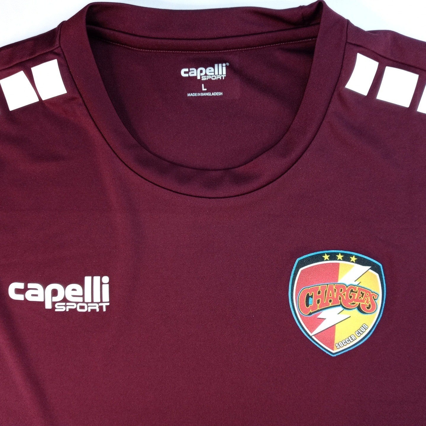 Capelli Sport Mens Burgundy Soccer Jersey Charges SC Short Sleeve | L