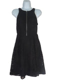Express Black Lace Fit and Flare Dress with Front Zipper