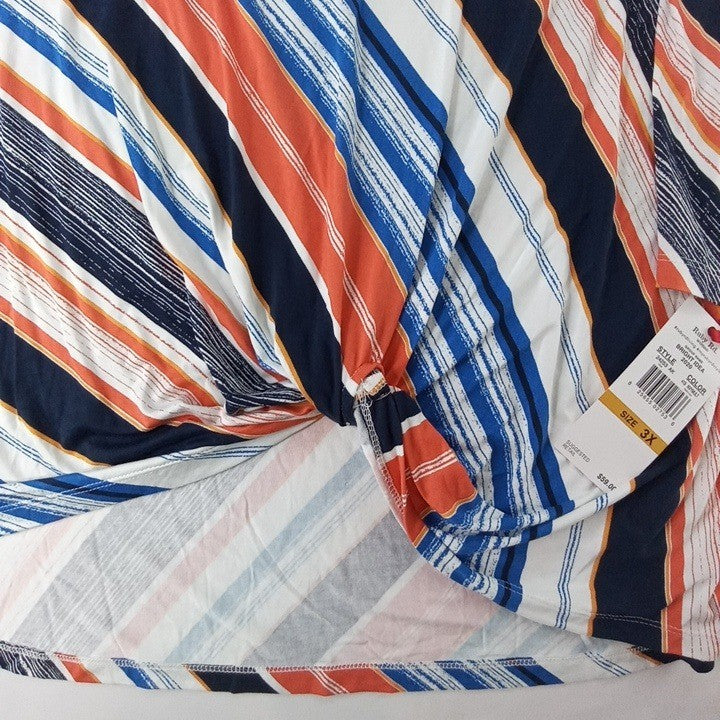 NWT Ruby Rd Woman Bright Idea Striped Twisted Front Top 3X