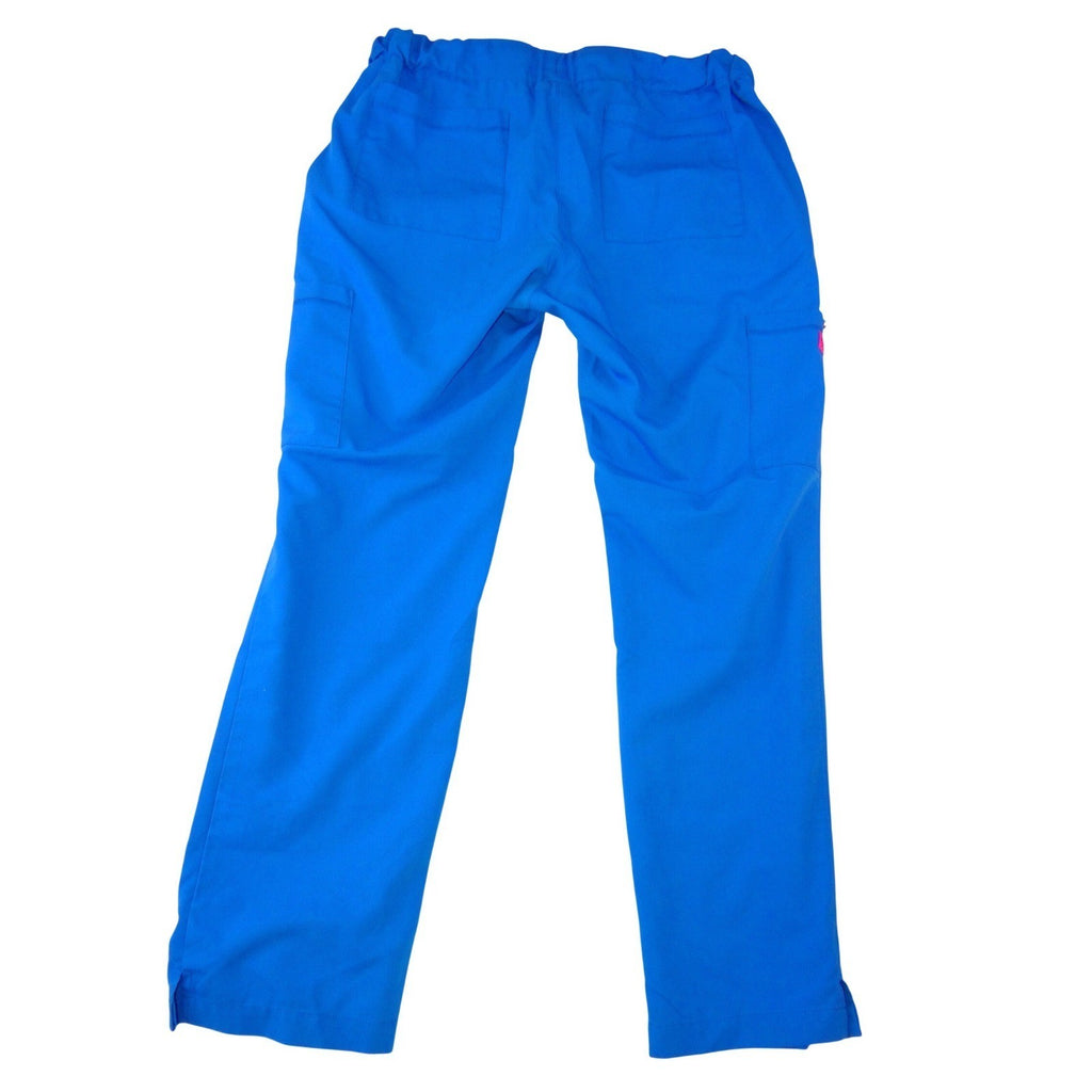 Betsey Johnson Women Royal Blue Scrub Pants Cargo Elastic Drawstring L