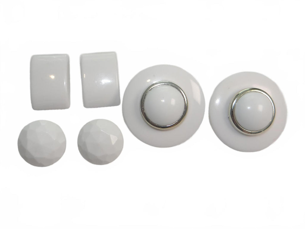 Set of Vintage White Clip-On Earrings lot 5
