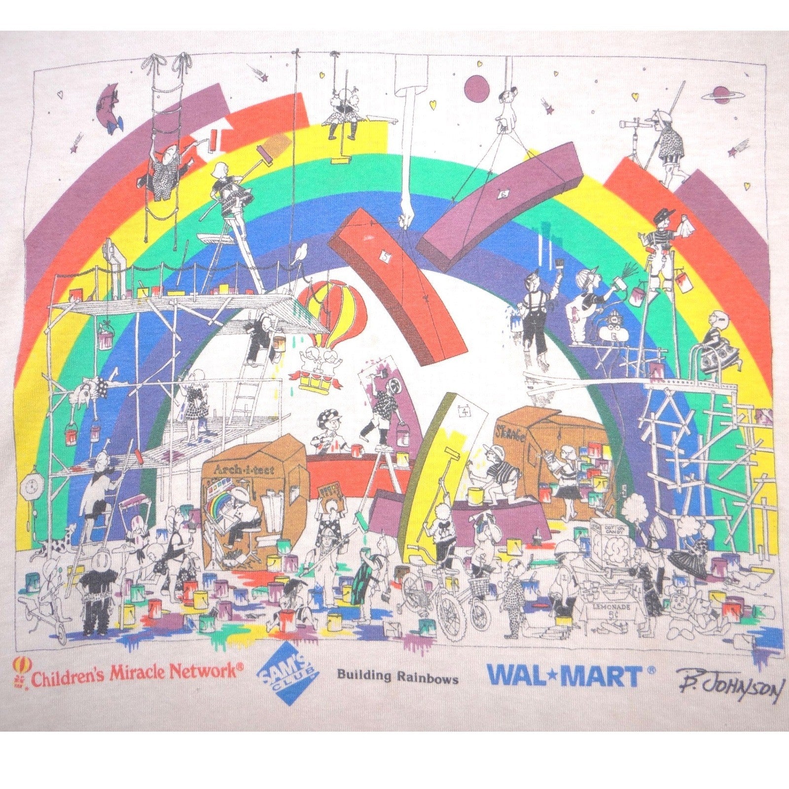 Vintage Children's Miracle Network Rainbow T-Shirt Walmart B Johnson Mens XXL