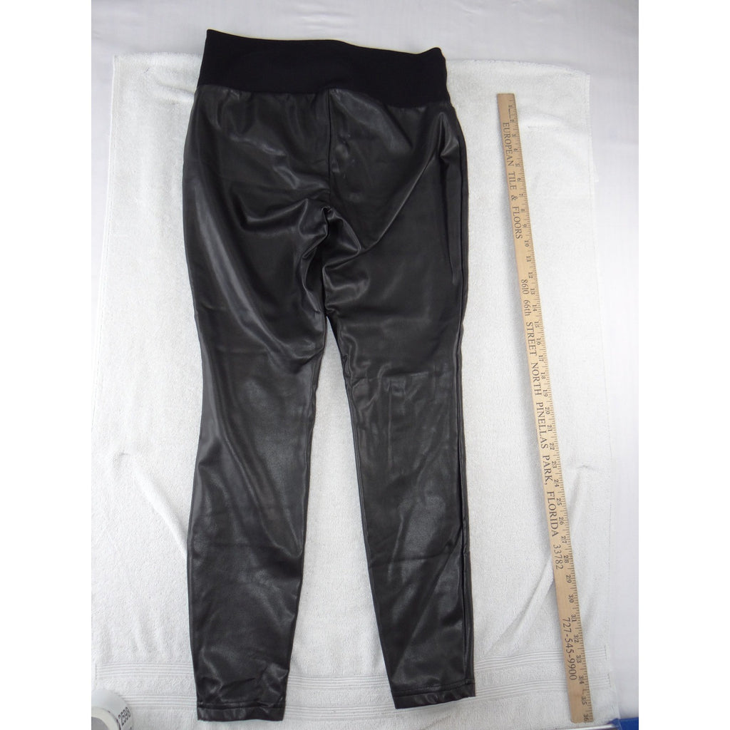 Stork & Babe Womens Maternity Faux Leather Leggings Black Skinny Size S/P 2598