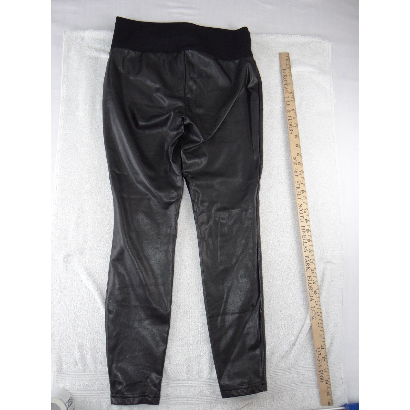 Stork & Babe Womens Maternity Faux Leather Leggings Black Skinny Size S/P 2598