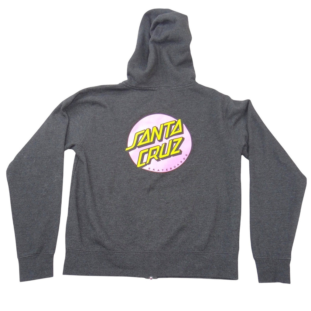 Santa Cruz Skateboards Pink Dot Logo Zip Up Hoodie Charcoal Grey Skater Mens S