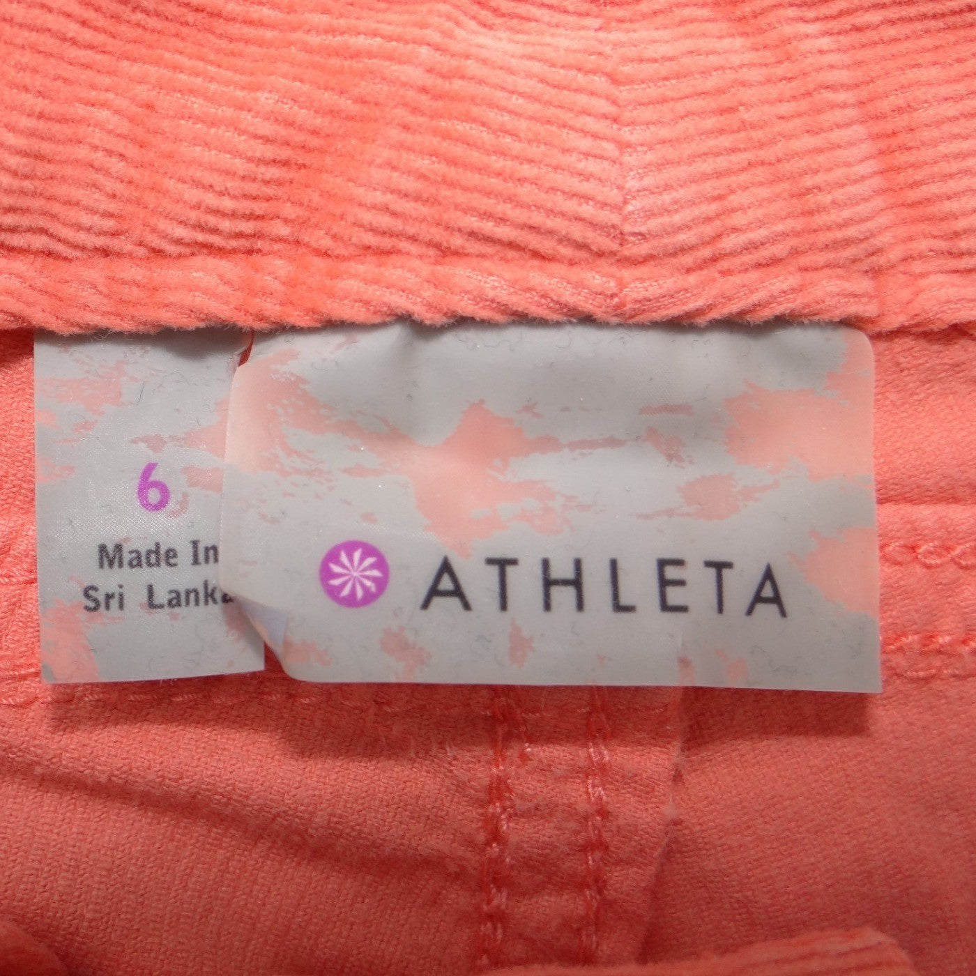 Athleta Womens Coral Orange Corduroy Shorts Size 6 Casual Summer Bright 1796