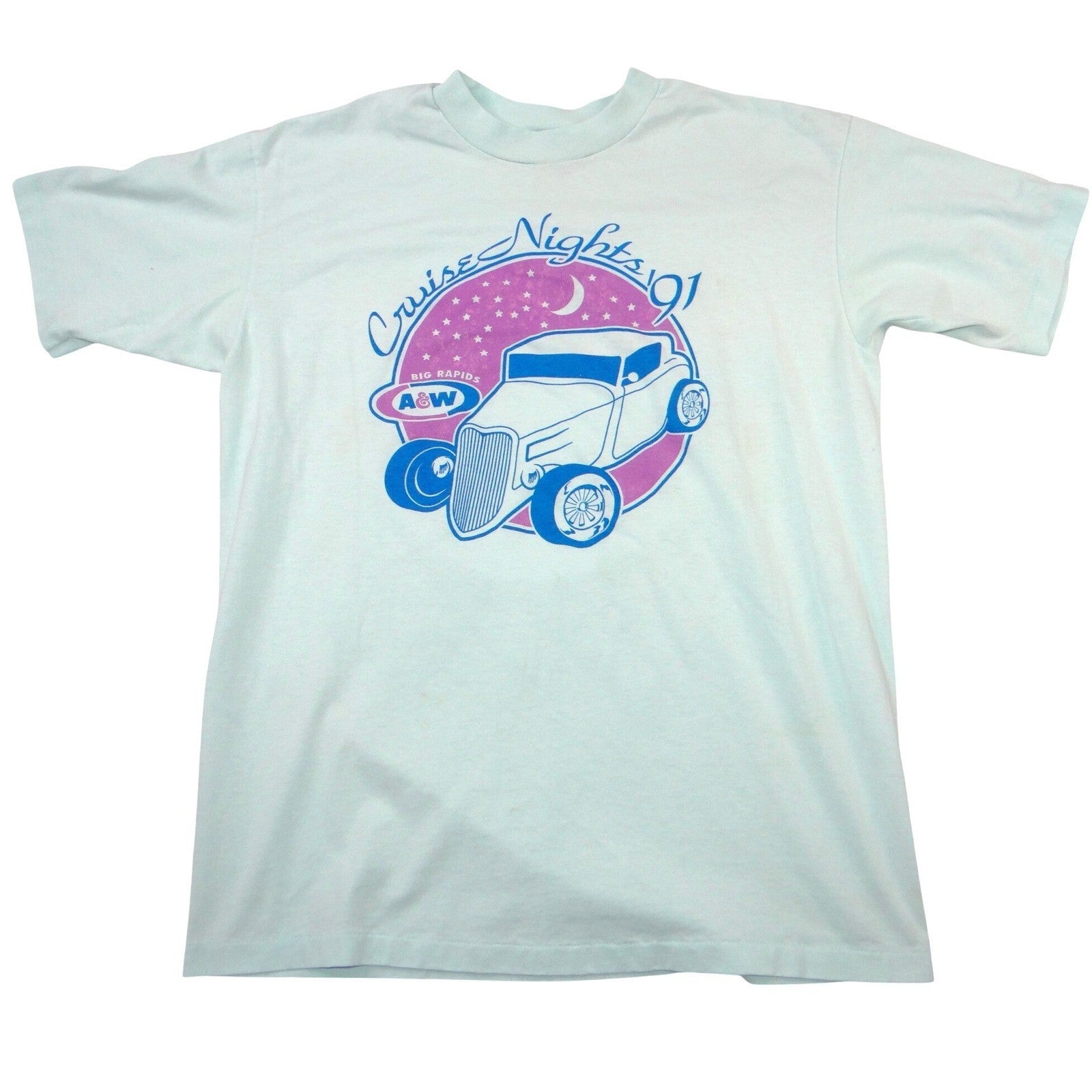 Vintage 1991 Hanes A&W Cruise Nights Big Rapids Hot Rod T-Shirt Mens L