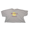 Hard Rock Cafe Cayman Islands Graphic Cropped T-Shirt Gray Women XL Boxy Raw Hem