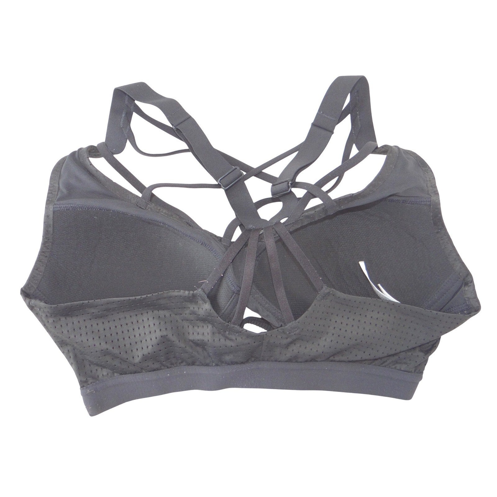 Victoria Sport Black Strappy Perforated Mesh Sports Bra 34C Medium Impact
