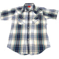 ELY PLAINS Mens Plaid Western Shirt Short Sleeve Pearl Snap Size M