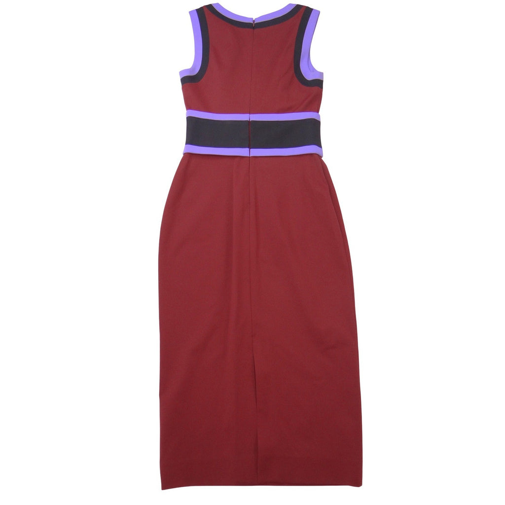 Diane von Furstenberg DVF Colorblock Sheath Midi Dress Burgundy Purple Black 0