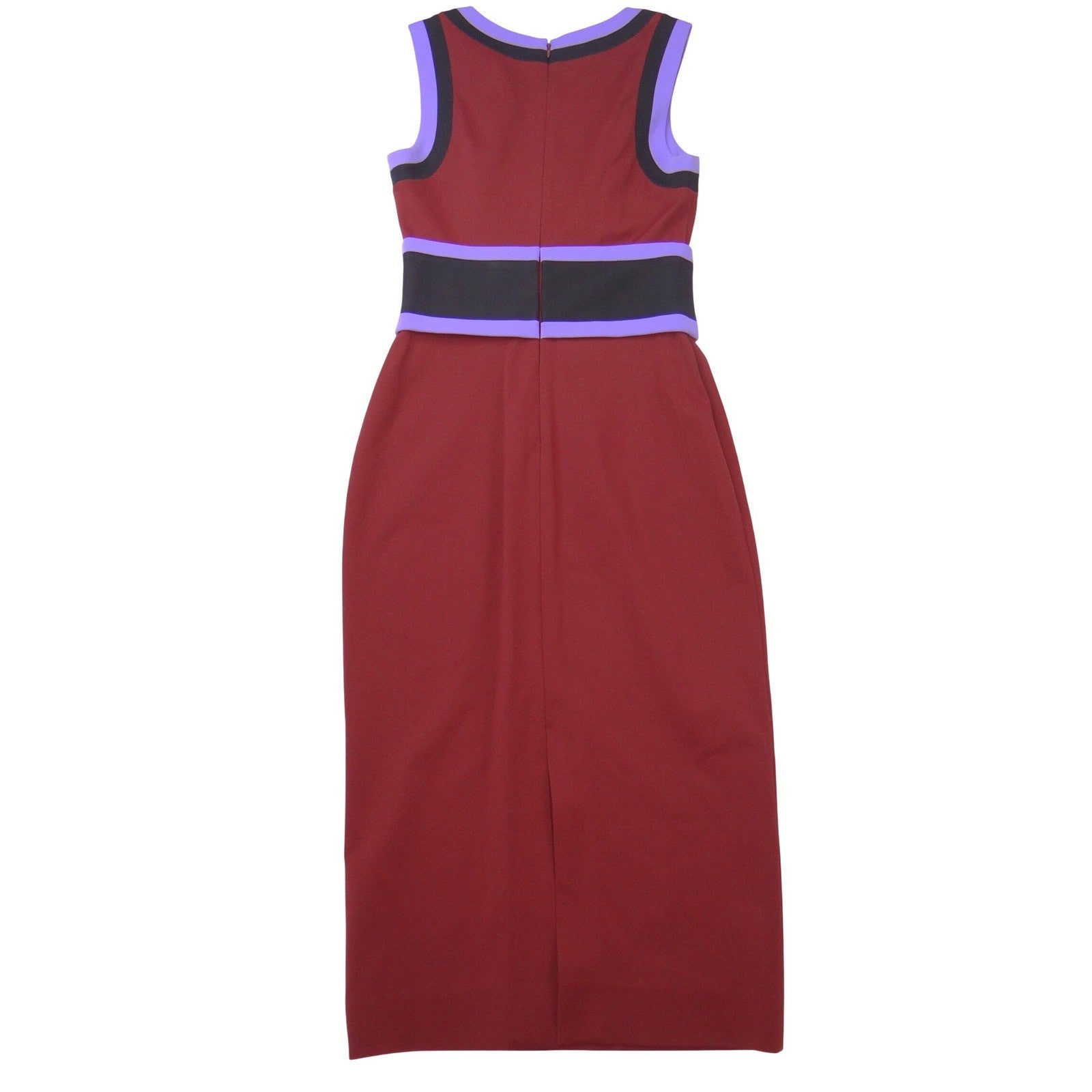 Diane von Furstenberg DVF Colorblock Sheath Midi Dress Burgundy Purple Black 0