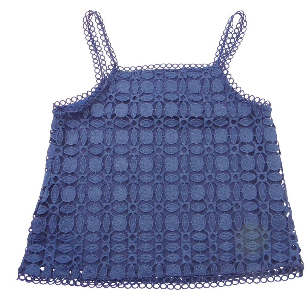 NWT-Skies Are Blue Navy Blue Geometric Eyelet Lace Tank Top Camisole Small
