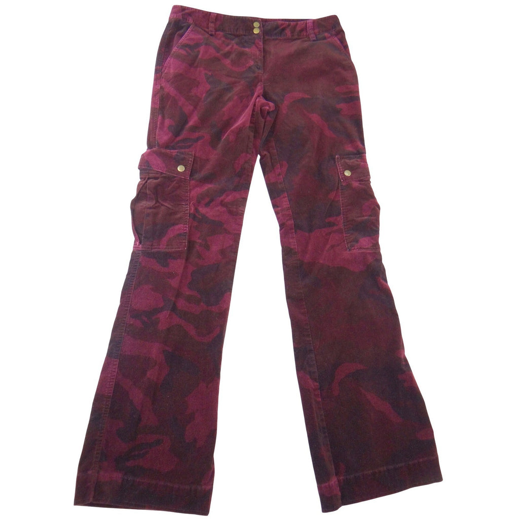 INC International Concepts Burgundy Camo Corduroy Cargo Pants Womens 8