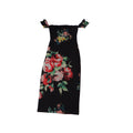 Y2K Charlotte Russe Black Floral Off Shoulder Midi Dress Size XS