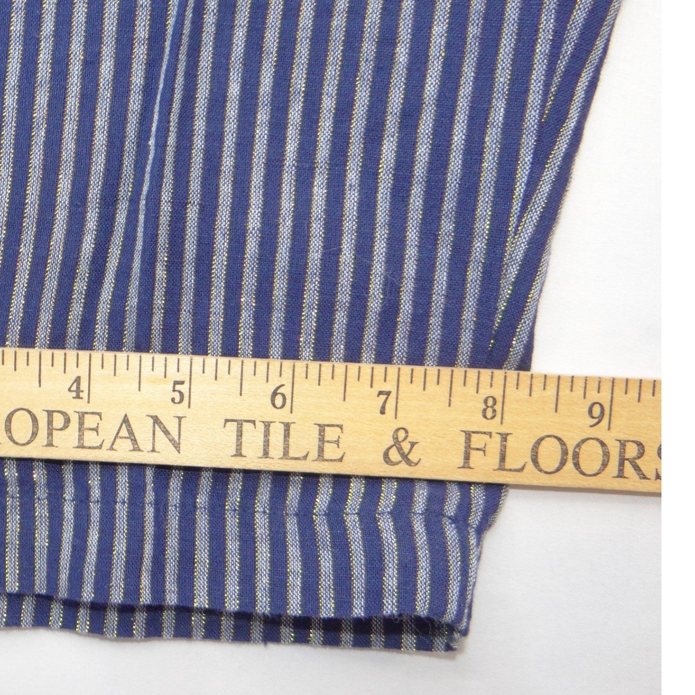 NWT-Ellen Tracy Linen Striped Drawstring Pants Navy Gold Metallic Joggers L