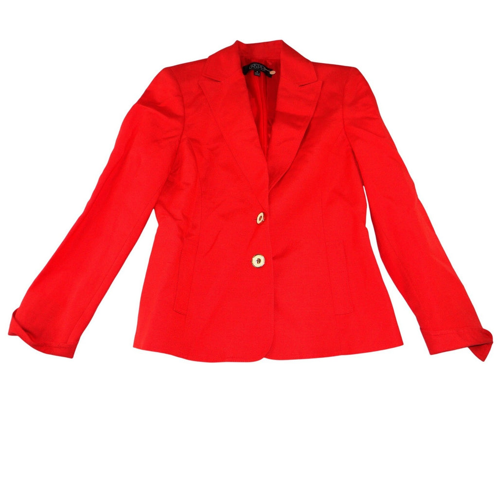 NWT-Kasper Womens Red Two Button Blazer Suit Jacket Notched Lapel Size 4