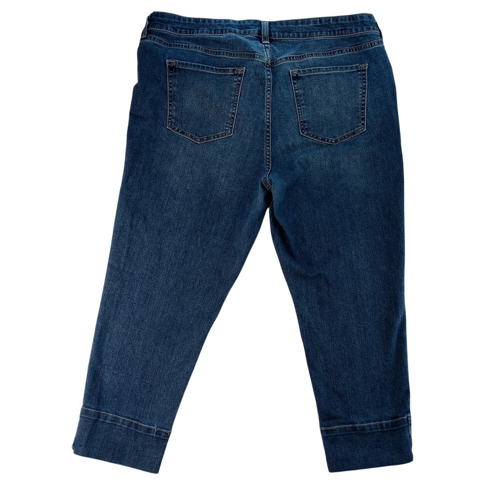 Gap Straight Crop Jeans Medi Wash Denim Cuffed Pants Women's Size 16 33