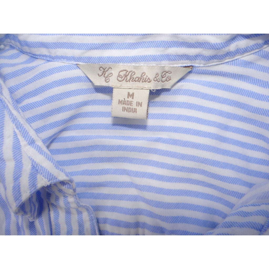 Khakis & Co Blue White Stripe Sleeveless Collared Shirt Tunic Top Women Medium