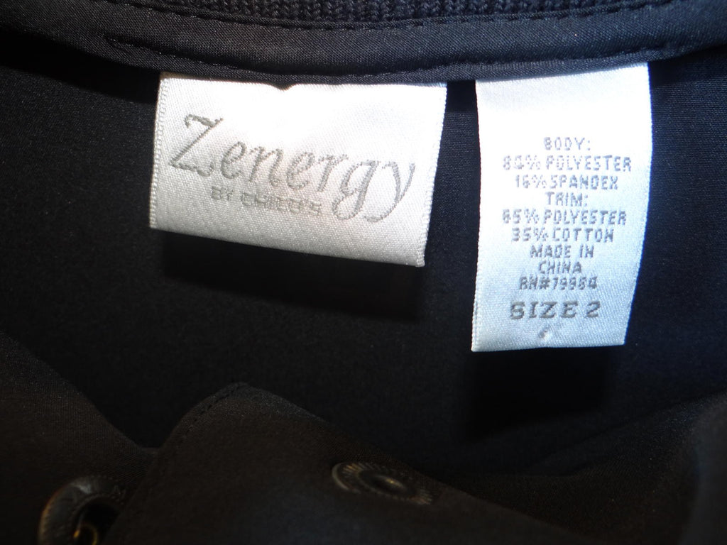 Zenergy by Chico's Black Women's Zip-Up Scrub Style Jacket Size 2