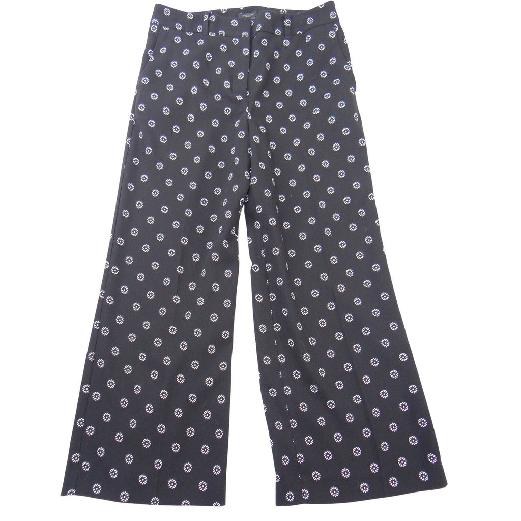 Ann Taylor Factory Womens Black White Floral Medallion Wide Leg Pants Size 4