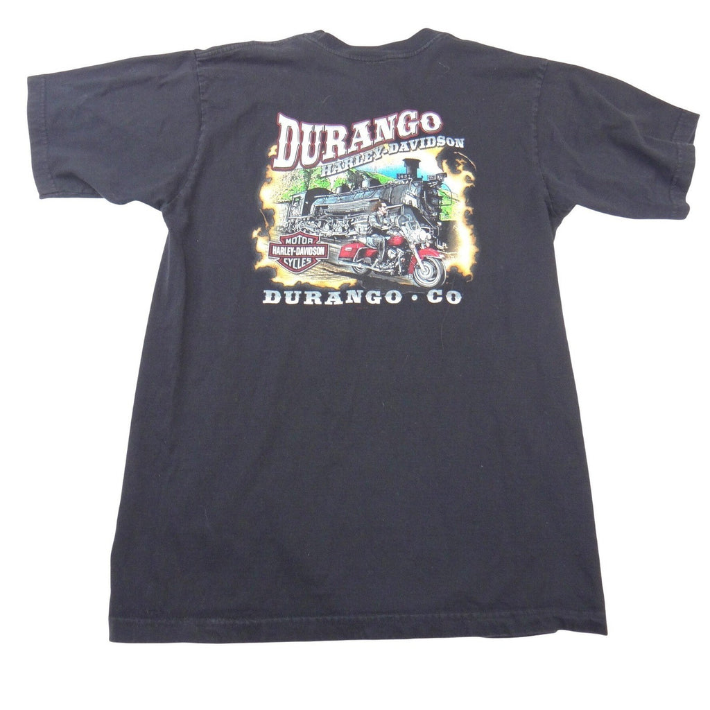 Harley-Davidson Big Logo Durango Colorado Steam Engine Graphic T-Shirt Black Lrg