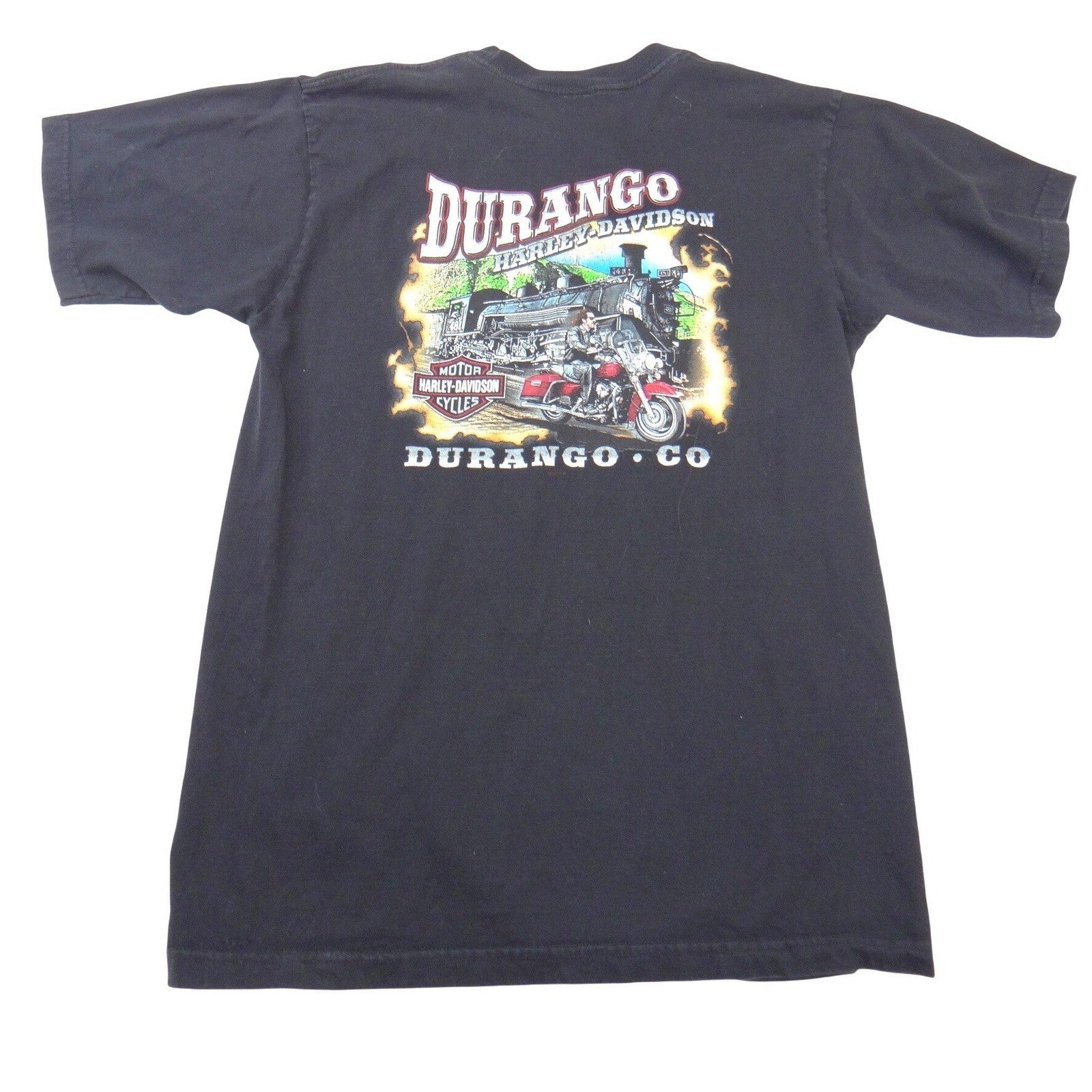 Harley-Davidson Big Logo Durango Colorado Steam Engine Graphic T-Shirt Black Lrg