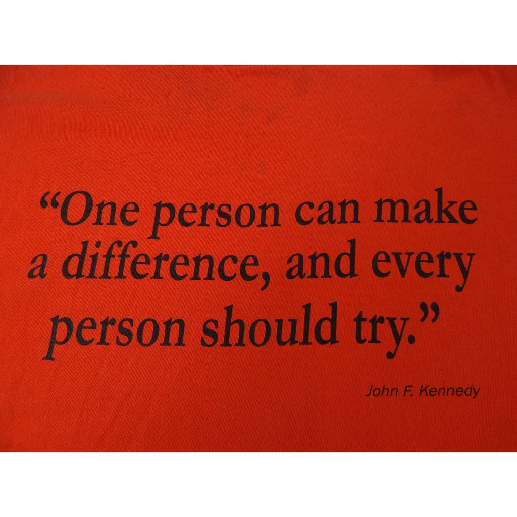 Vintage Orange T Shirt Shook Hardy & Bacon "One Person Can Make A Difference" XL