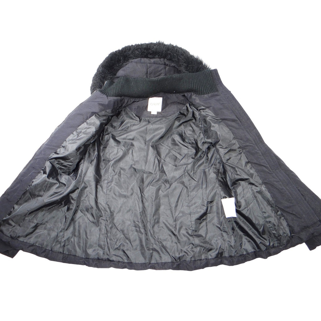 Esprit Black Faux Fur Trim Hooded Belted Winter Jacket Coat Women Size L