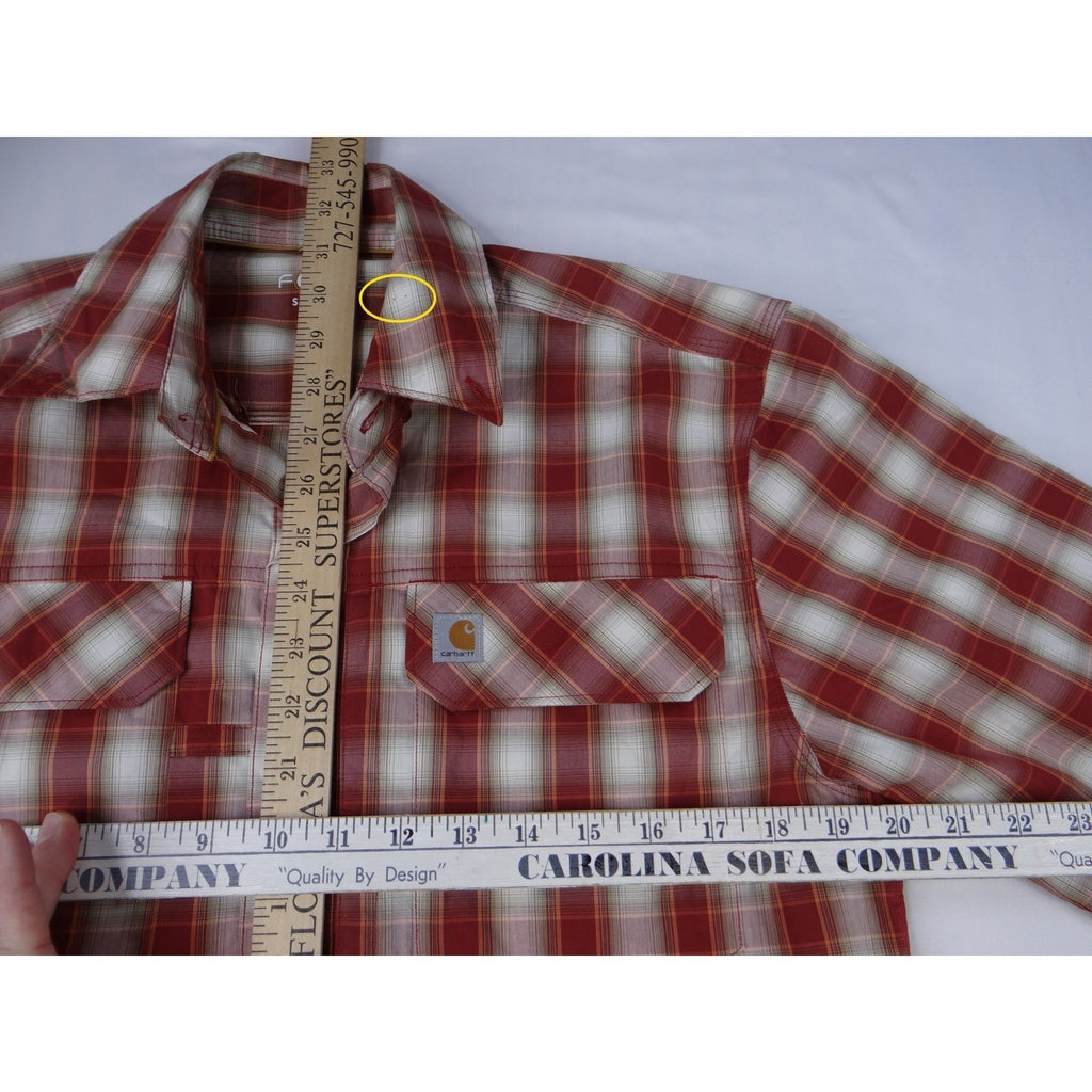 Carhartt Force Relaxed Fit Plaid Short Sleeve Button Up Shirt Men's Size S
