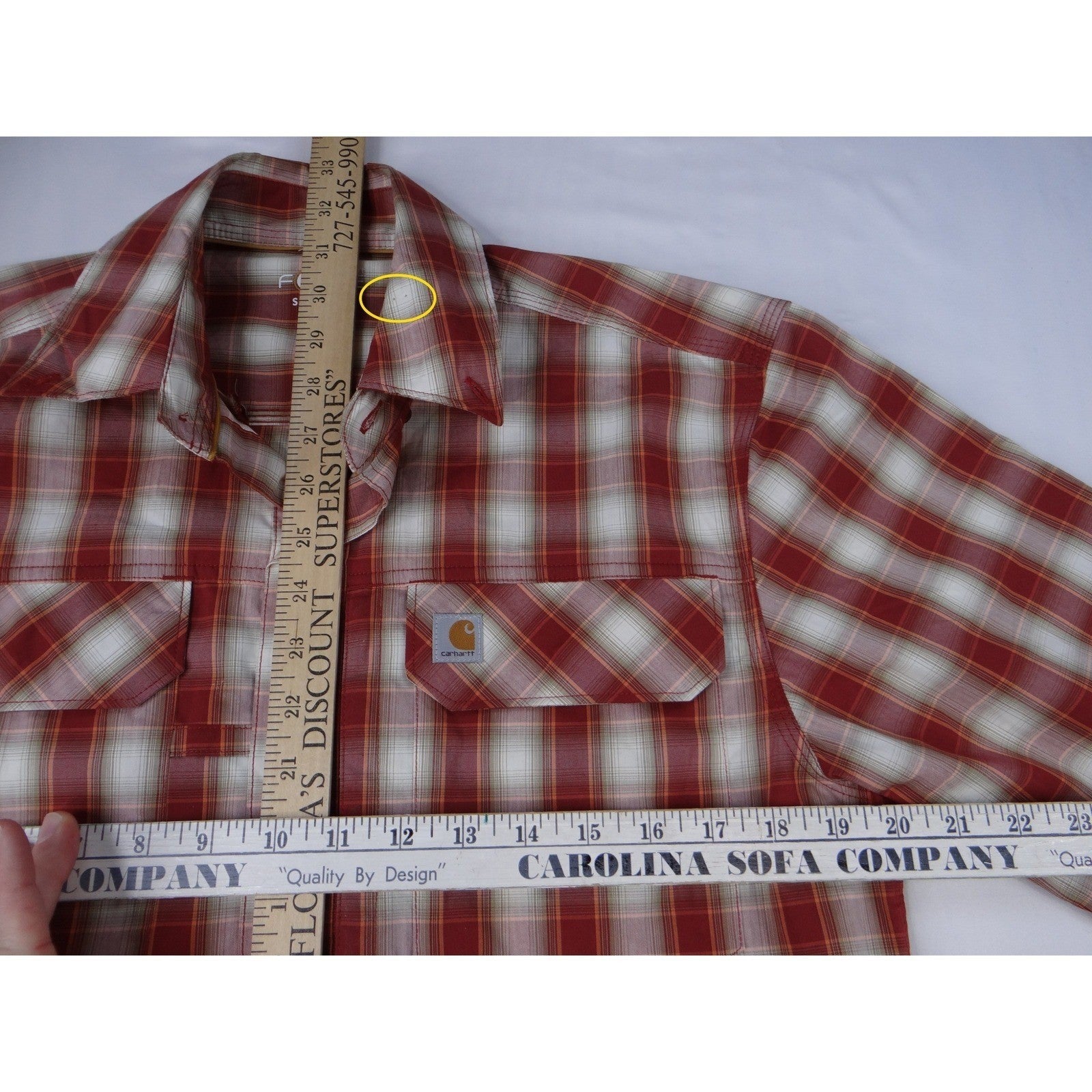 Carhartt Force Relaxed Fit Plaid Short Sleeve Button Up Shirt Men's Size S